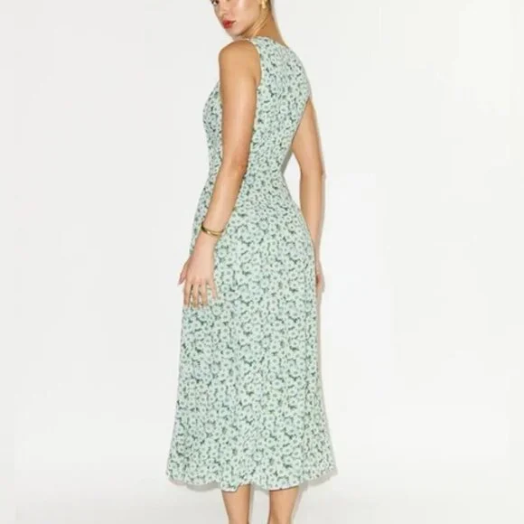 NEW Reformation Ceara Midi Dress Daisy Meadow Green Floral | US 0 UK 4 - Picture 5 of 16